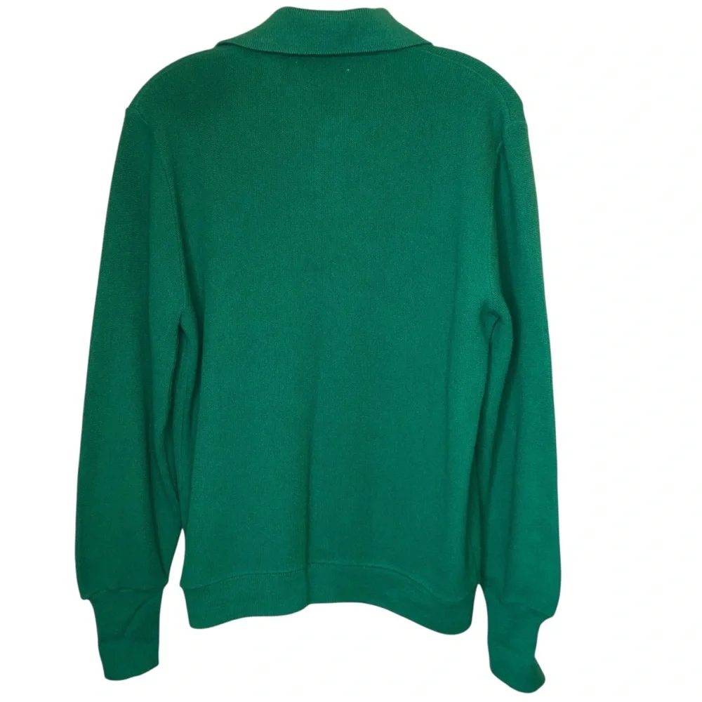Vintage Izod of London Lacoste Cardigan Men’s Medium Green Alligator Logo Preppy - Picture 4 of 10